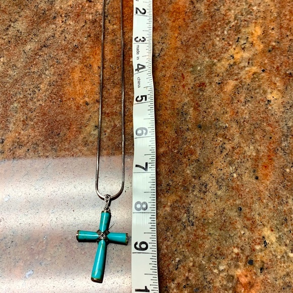 925 STER.,TURQUOISE, MARCASITE NECKLACE 16" 14g 💝 - Picture 6 of 6